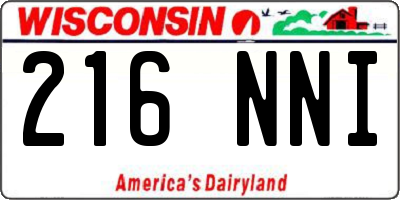WI license plate 216NNI