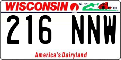 WI license plate 216NNW