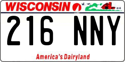 WI license plate 216NNY