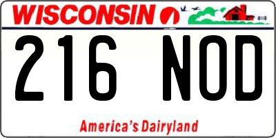 WI license plate 216NOD