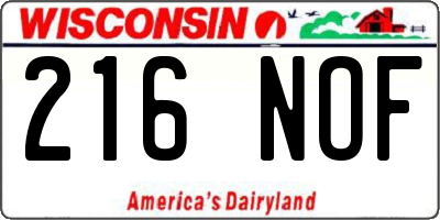 WI license plate 216NOF