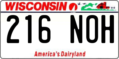 WI license plate 216NOH