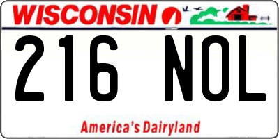 WI license plate 216NOL