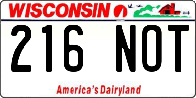 WI license plate 216NOT
