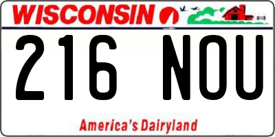 WI license plate 216NOU