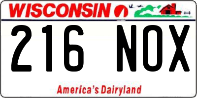 WI license plate 216NOX