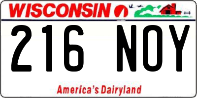 WI license plate 216NOY