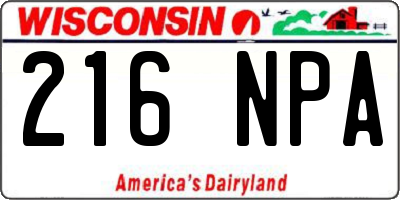 WI license plate 216NPA