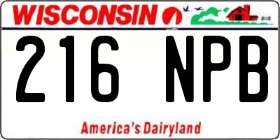 WI license plate 216NPB