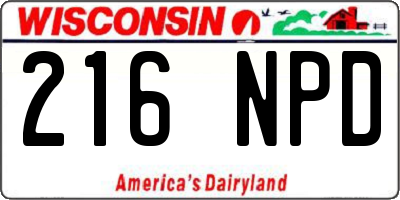WI license plate 216NPD