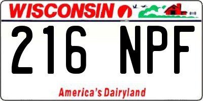 WI license plate 216NPF