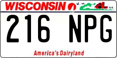 WI license plate 216NPG