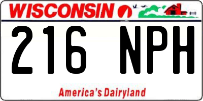 WI license plate 216NPH
