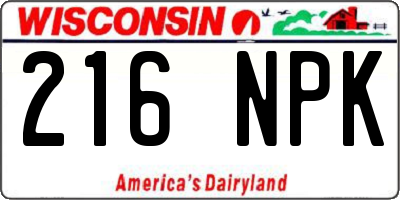 WI license plate 216NPK