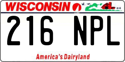 WI license plate 216NPL