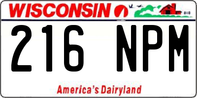 WI license plate 216NPM