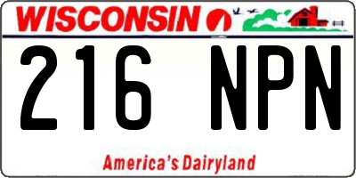 WI license plate 216NPN