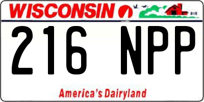 WI license plate 216NPP