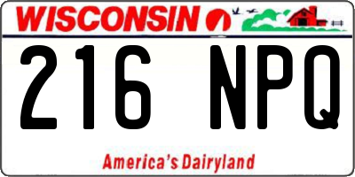 WI license plate 216NPQ