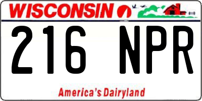 WI license plate 216NPR