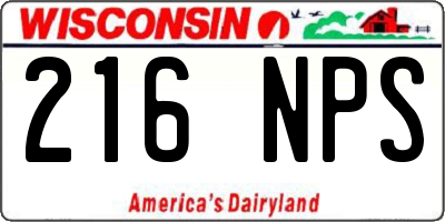 WI license plate 216NPS