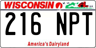 WI license plate 216NPT