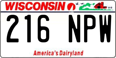 WI license plate 216NPW