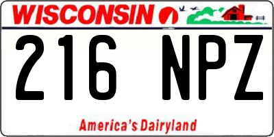 WI license plate 216NPZ