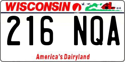 WI license plate 216NQA