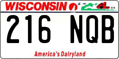 WI license plate 216NQB