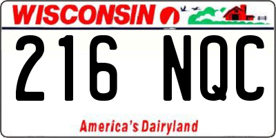WI license plate 216NQC