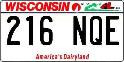 WI license plate 216NQE