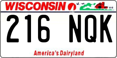 WI license plate 216NQK
