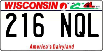 WI license plate 216NQL