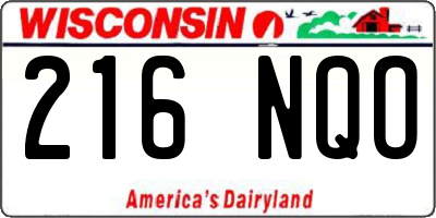 WI license plate 216NQO
