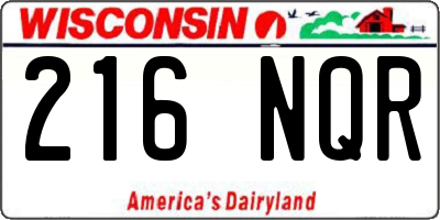 WI license plate 216NQR