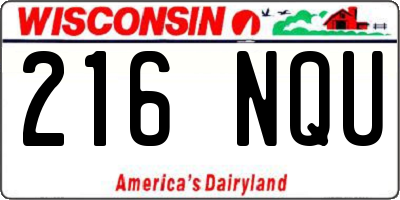 WI license plate 216NQU