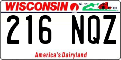 WI license plate 216NQZ
