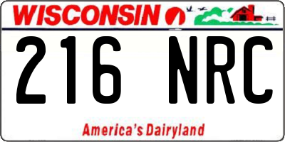 WI license plate 216NRC