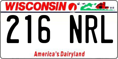 WI license plate 216NRL