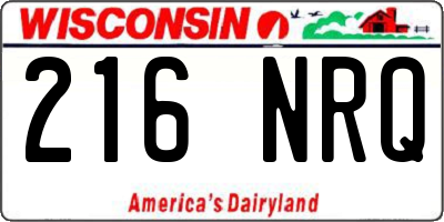 WI license plate 216NRQ
