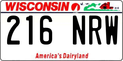 WI license plate 216NRW