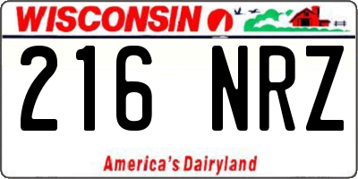 WI license plate 216NRZ