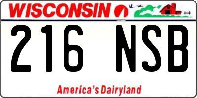 WI license plate 216NSB