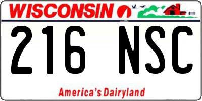WI license plate 216NSC