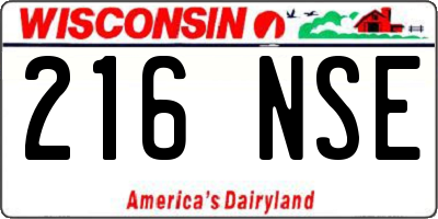 WI license plate 216NSE