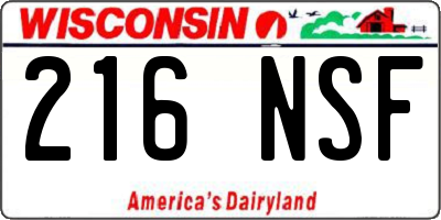 WI license plate 216NSF