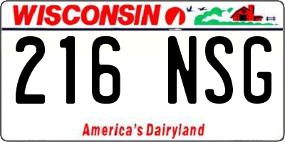 WI license plate 216NSG
