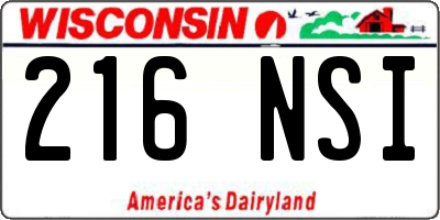 WI license plate 216NSI