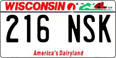 WI license plate 216NSK